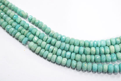 Aqua Peru Amazonite Rondelle Faceted Beads , Aqua Peru Amazonite Strand ,Sold By Strand, 4.00 to 8.00 mm , 17 inches , BL-5184