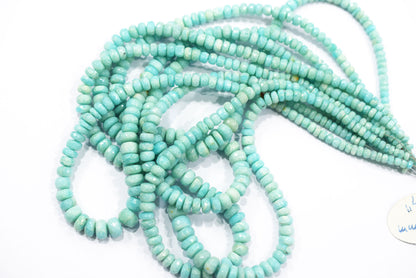 Aqua Peru Amazonite Rondelle Faceted Beads , Aqua Peru Amazonite Strand ,Sold By Strand, 4.00 to 8.00 mm , 17 inches , BL-5184