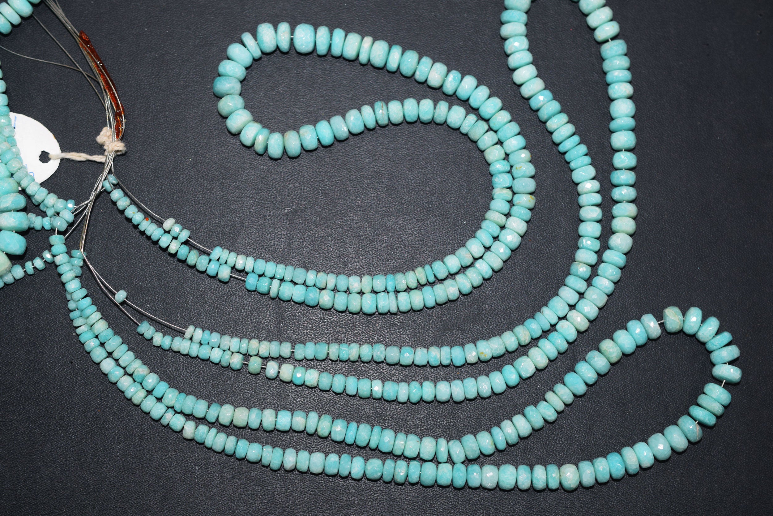 Aqua Peru Amazonite Rondelle Faceted Beads , Aqua Peru Amazonite Strand ,Sold By Strand, 4.00 to 8.00 mm , 17 inches , BL-5184