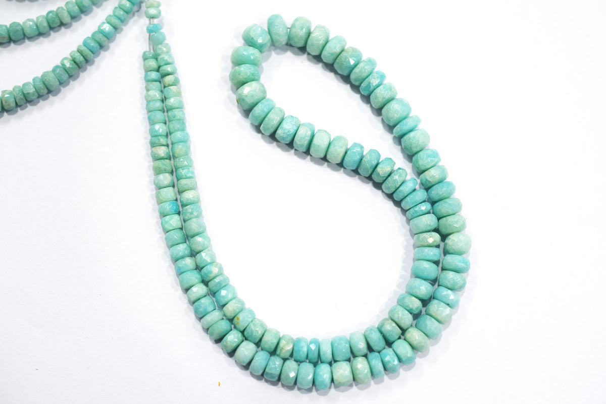 Aqua Peru Amazonite Rondelle Faceted Beads , Aqua Peru Amazonite Strand ,Sold By Strand, 4.00 to 8.00 mm , 17 inches , BL-5184