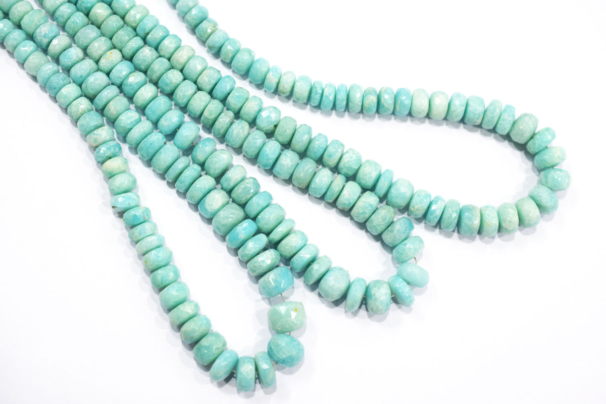Aqua Peru Amazonite Rondelle Faceted Beads , Aqua Peru Amazonite Strand ,Sold By Strand, 4.00 to 8.00 mm , 17 inches , BL-5184