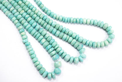 Aqua Peru Amazonite Rondelle Faceted Beads , Aqua Peru Amazonite Strand ,Sold By Strand, 4.00 to 8.00 mm , 17 inches , BL-5184