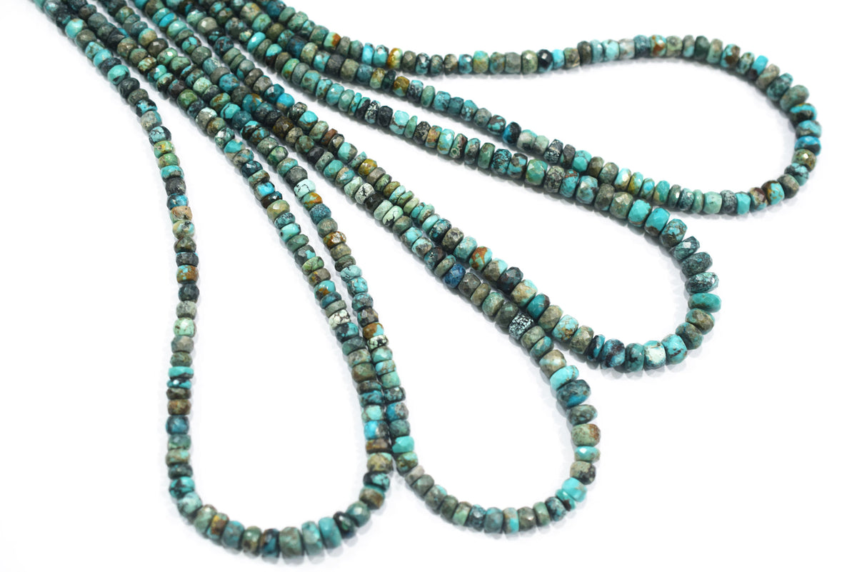 Natural Chrysocolla Rondelle Faceted Beads , Chrysocolla Strand ,Sold By Strand, 4.00 to 7.00 mm , 17 inches , BL-5187