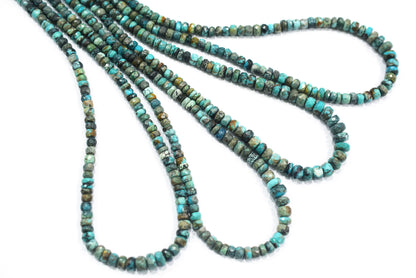 Natural Chrysocolla Rondelle Faceted Beads , Chrysocolla Strand ,Sold By Strand, 4.00 to 7.00 mm , 17 inches , BL-5187