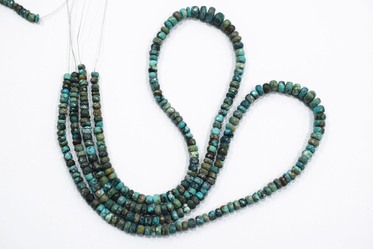 Natural Chrysocolla Rondelle Faceted Beads , Chrysocolla Strand ,Sold By Strand, 4.00 to 7.00 mm , 17 inches , BL-5187