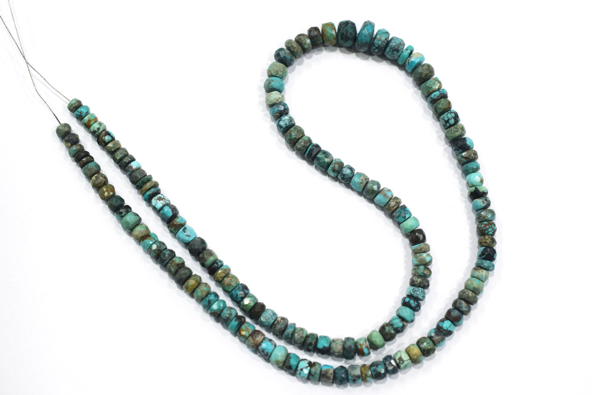 Natural Chrysocolla Rondelle Faceted Beads , Chrysocolla Strand ,Sold By Strand, 4.00 to 7.00 mm , 17 inches , BL-5187