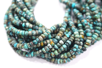 Natural Chrysocolla Rondelle Faceted Beads , Chrysocolla Strand ,Sold By Strand, 4.00 to 7.00 mm , 17 inches , BL-5187