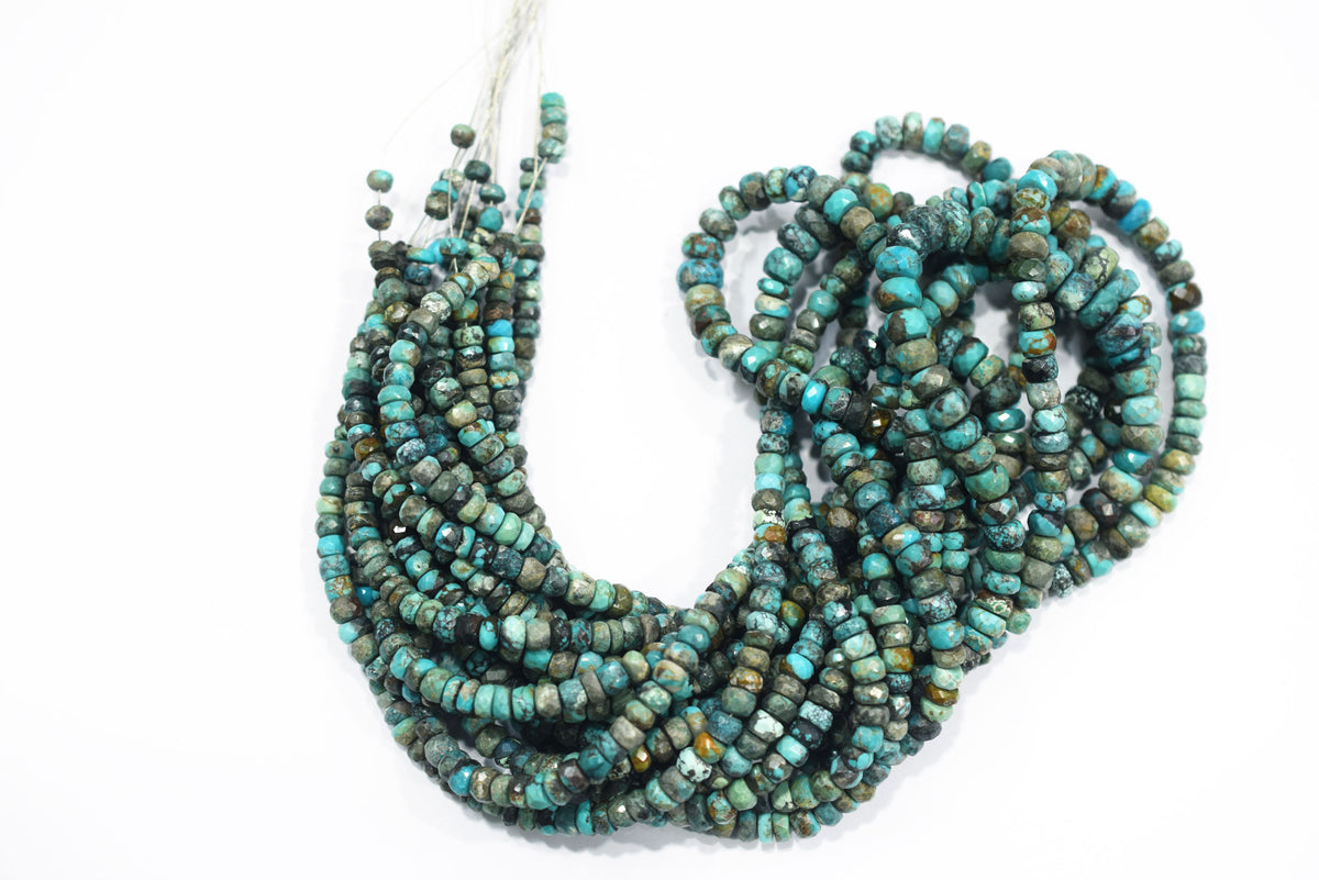 Natural Chrysocolla Rondelle Faceted Beads , Chrysocolla Strand ,Sold By Strand, 4.00 to 7.00 mm , 17 inches , BL-5187