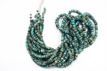 Natural Chrysocolla Rondelle Faceted Beads , Chrysocolla Strand ,Sold By Strand, 4.00 to 7.00 mm , 17 inches , BL-5187