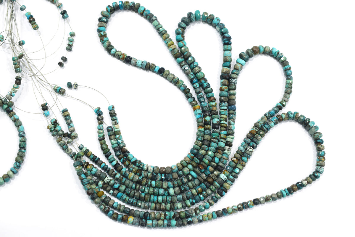 Natural Chrysocolla Rondelle Faceted Beads , Chrysocolla Strand ,Sold By Strand, 4.00 to 7.00 mm , 17 inches , BL-5187