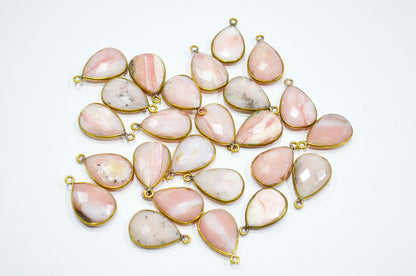 Pink Opal Faceted Pear Shape Connector , Sold By Piece , 13x18 mm , C-2416