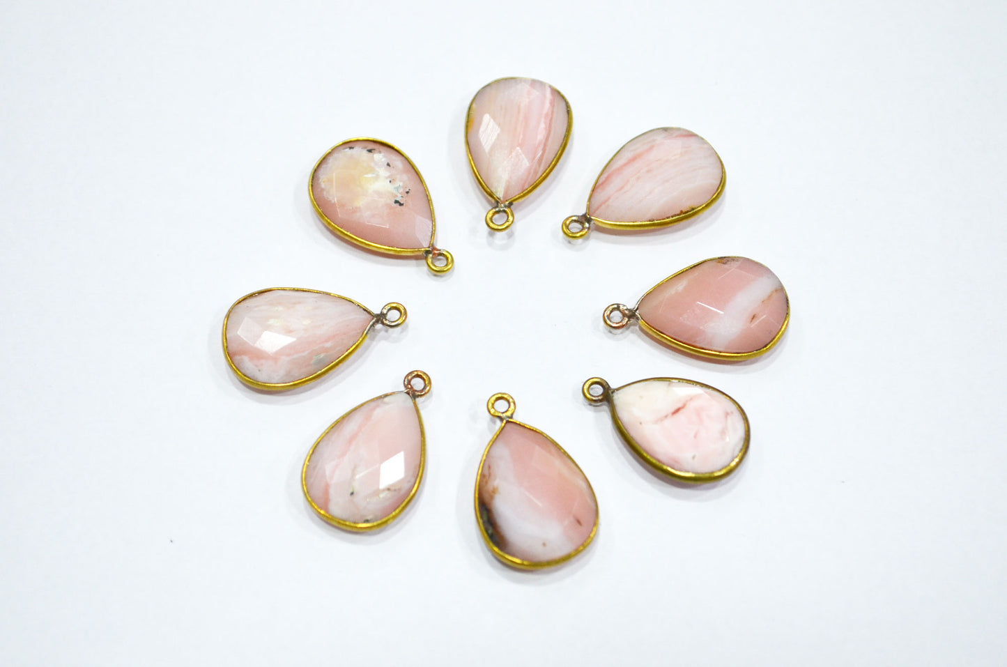 Pink Opal Faceted Pear Shape Connector , Sold By Piece , 13x18 mm , C-2416