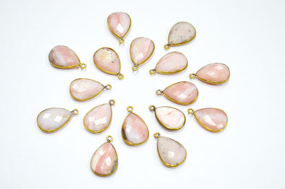 Pink Opal Faceted Pear Shape Connector , Sold By Piece , 13x18 mm , C-2416