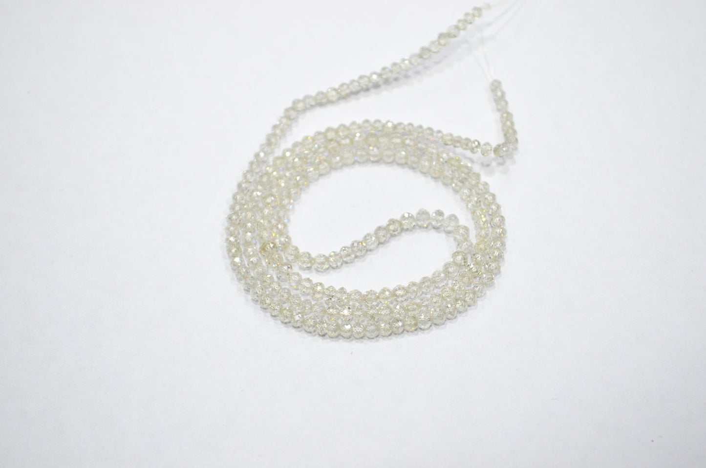 AAA White Diamond Faceted Rondelle Shape Beads , 9 Inches , 2.50 - 2.75 mm , DB-01