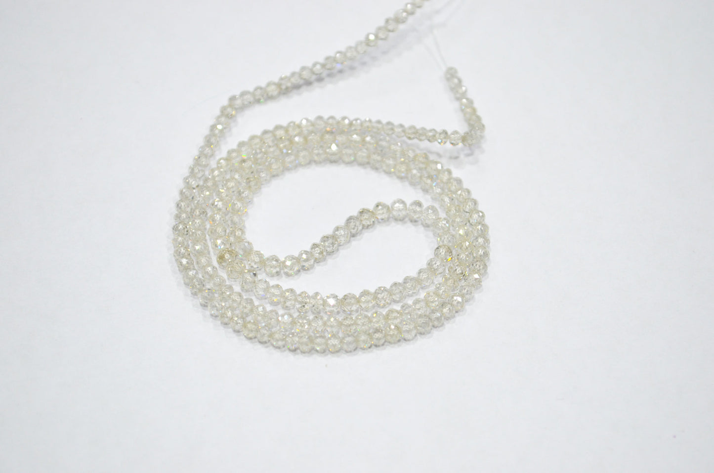 AAA White Diamond Faceted Rondelle Shape Beads , 9 Inches , 2.50 - 2.75 mm , DB-01