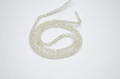 AAA White Diamond Faceted Rondelle Shape Beads , 9 Inches , 2.50 - 2.75 mm , DB-01