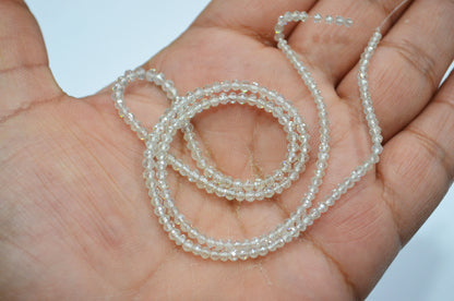 AAA White Diamond Faceted Rondelle Shape Beads , 9 Inches , 2.50 - 2.75 mm , DB-01