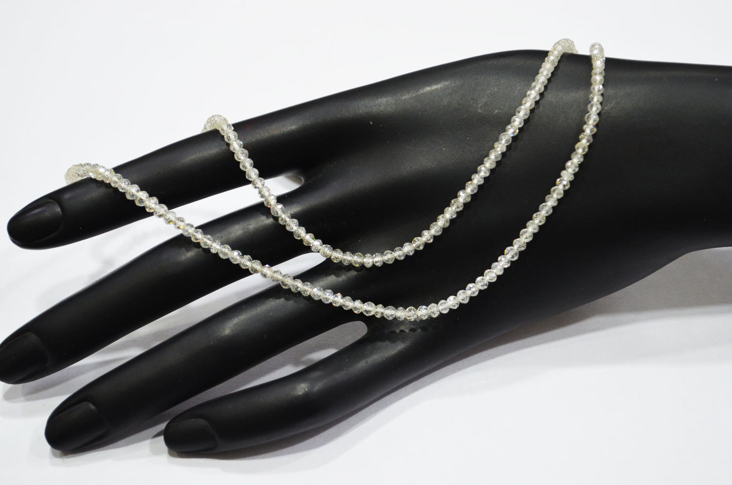 AAA White Diamond Faceted Rondelle Shape Beads , 9 Inches , 2.50 - 2.75 mm , DB-01