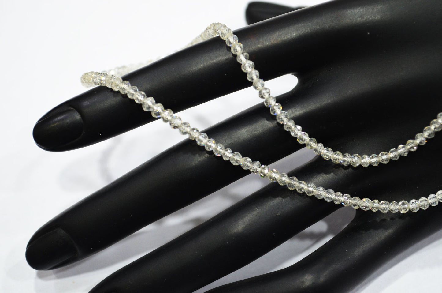 AAA White Diamond Faceted Rondelle Shape Beads , 9 Inches , 2.50 - 2.75 mm , DB-01
