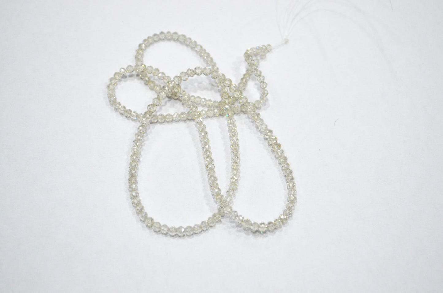 AAA White Diamond Faceted Rondelle Shape Beads , 9 Inches , 2.50 - 2.75 mm , DB-01