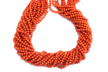 Coral Mediterranean Dyed Round Beads, Sold By Strand, 15.75 Inches Strand, 4 mm, MC-990