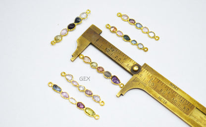 Natural Multi Sapphire Smooth Bar Connector , Natural Multi Sapphire Double Bail Bezel Charm Connector , Sold By Piece , 37 - 43 mm , R-007