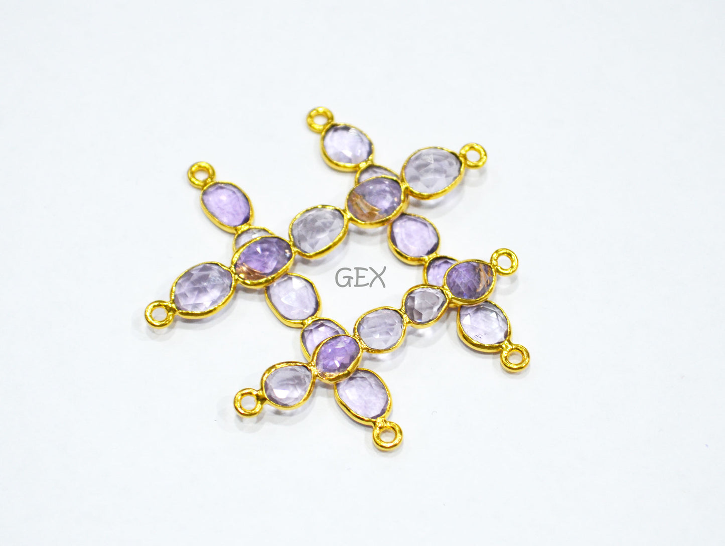 Natural Pink Amethyst Faceted Bar Connector , Natural Pink Amethyst Double Bail Bezel Charm Connector , Sold By Piece , 39 - 50 mm , R-012