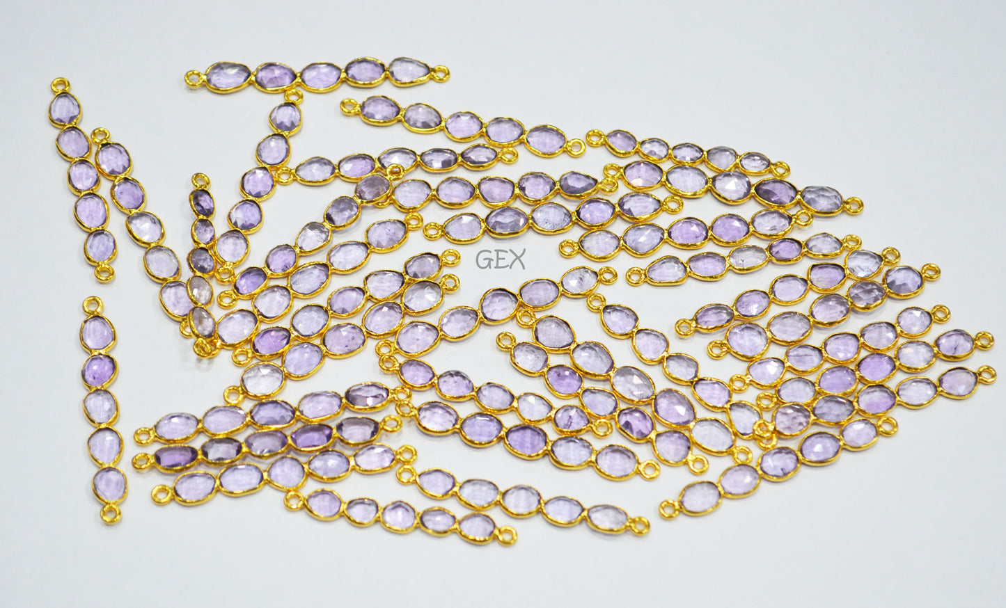 Natural Pink Amethyst Faceted Bar Connector , Natural Pink Amethyst Double Bail Bezel Charm Connector , Sold By Piece , 39 - 50 mm , R-012