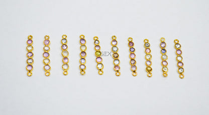 Natural Multi Sapphire Faceted Bar Connector , Natural Multi Sapphire Double Bail Bezel Charm Connector , Sold By Piece , 21 - 22 mm , R-019