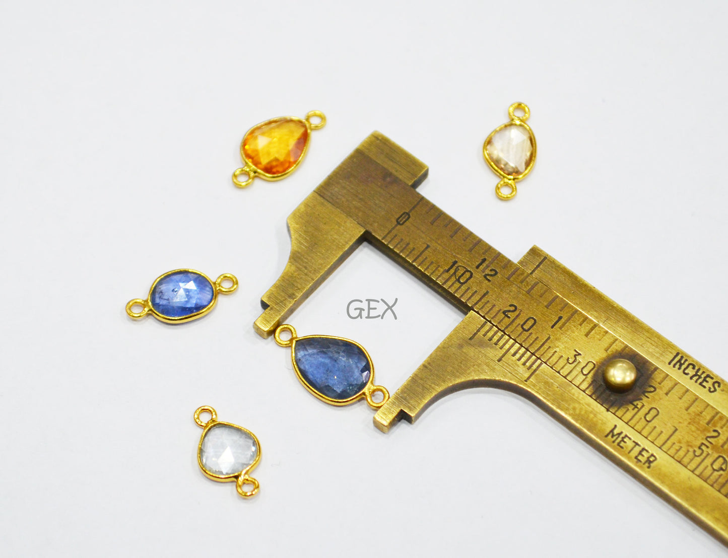 Pack Of 5 Piece Natural Multi Sapphire Faceted Slice Shape Connector , Natural Multi Sapphire Double Bail Bezel Charm Connector , 14 - 18 mm , R-023