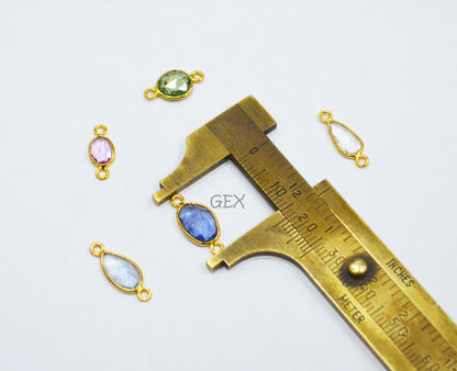 Pack Of 5 Piece Natural Multi Sapphire Faceted Slice Shape Connector , Natural Multi Sapphire Double Bail Bezel Charm Connector , 13 - 17 mm , R-026