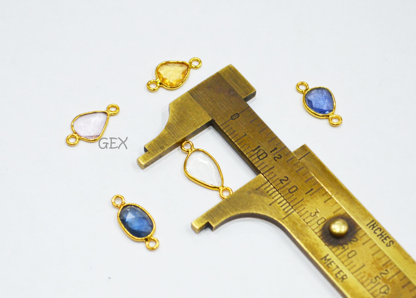 Pack Of 5 Piece Natural Multi Sapphire Faceted Slice Shape Connector , Natural Multi Sapphire Double Bail Bezel Charm Connector , 15 - 17 mm , R-027