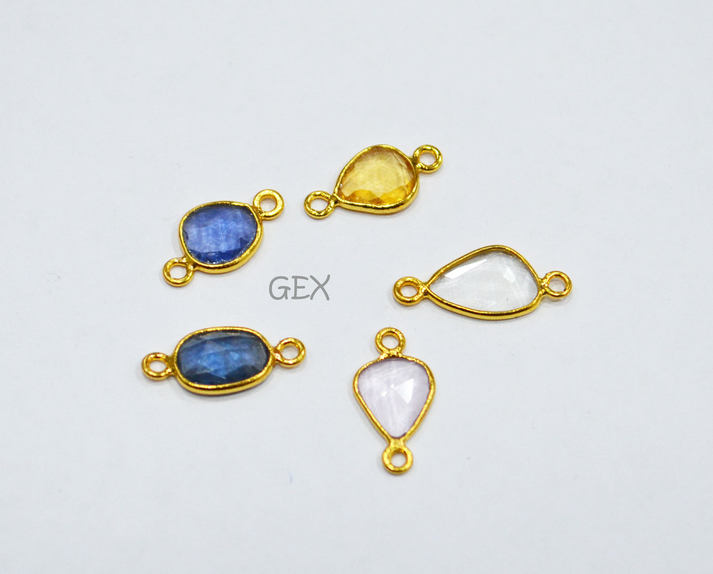 Pack Of 5 Piece Natural Multi Sapphire Faceted Slice Shape Connector , Natural Multi Sapphire Double Bail Bezel Charm Connector , 15 - 17 mm , R-027