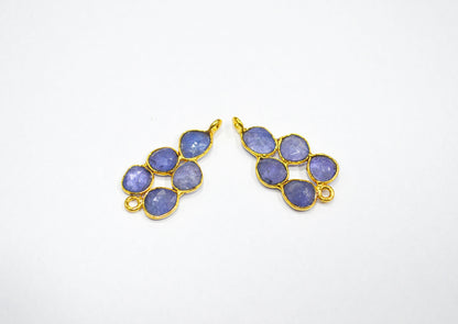 Natural Tanzanite Faceted Slice Shape Fancy Connector , Sold By Pair  , 27 - 28 mm , R-031