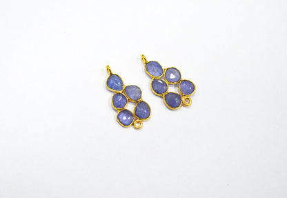 Natural Tanzanite Faceted Slice Shape Fancy Connector , Sold By Pair  , 27 - 28 mm , R-031