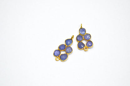 Natural Tanzanite Faceted Slice Shape Fancy Connector , Sold By Pair  , 27 - 28 mm , R-031