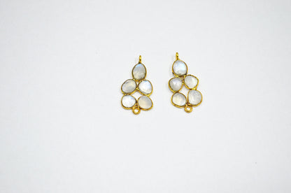 Flashy Rainbow Moonstone Faceted Slice Shape Fancy Connector , Sold By Pair  , 28 - 30 mm , R-032