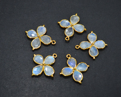 Flashy Rainbow Moonstone Faceted Fancy Butterfly Shape Single Bail Connector , Sold By Piece , 25x27 mm , R-038