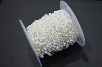 Crystal Smooth Button Shape Rosary Beaded Chain  , 4.50 mm , RB-5105