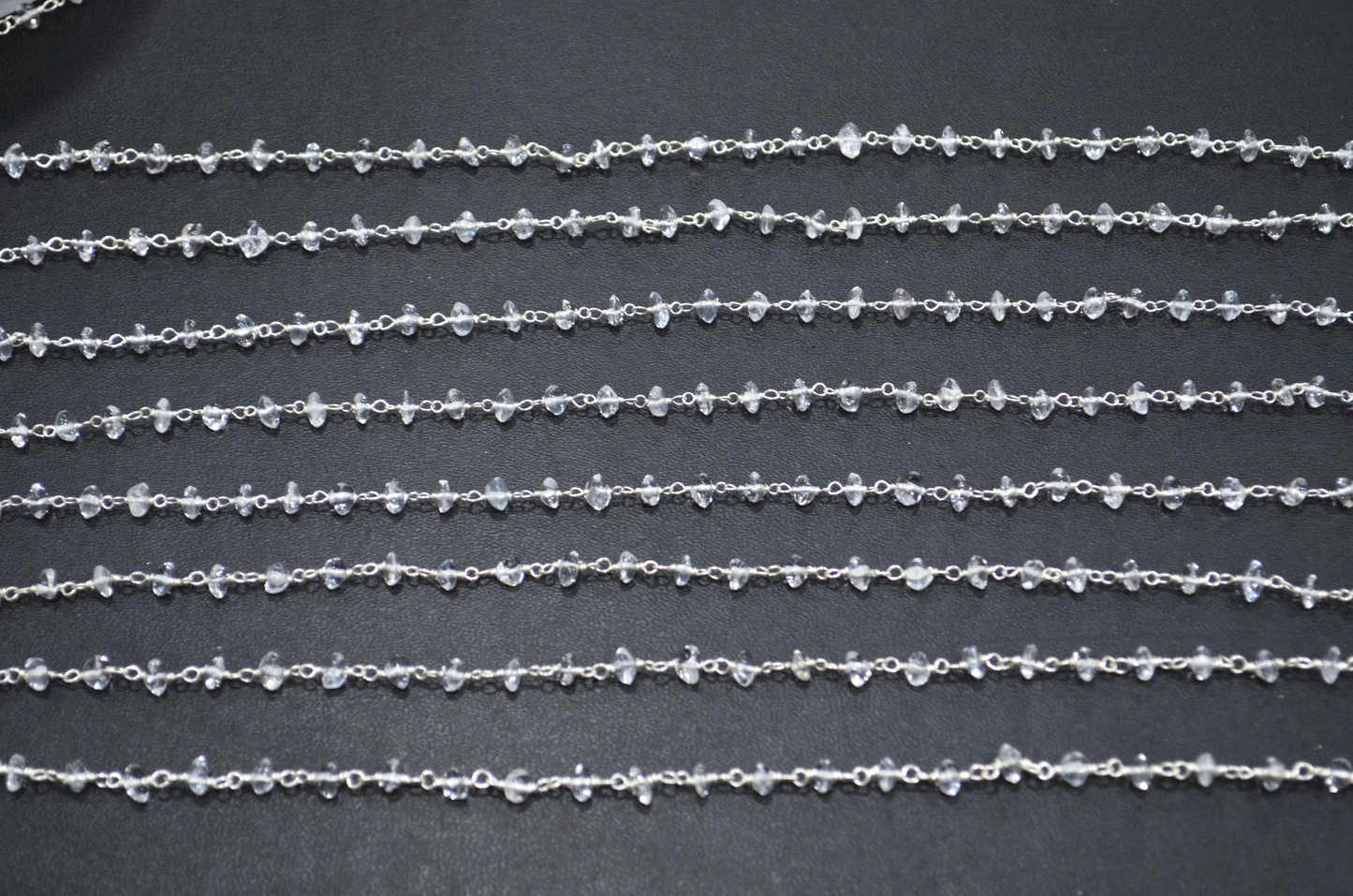 Crystal Smooth Button Shape Rosary Beaded Chain  , 4.50 mm , RB-5105