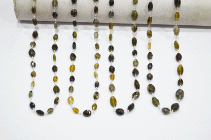 Tourmaline Faceted Oval Shape Rosary Beaded Chain  , 6 - 10 mm , RB-5106