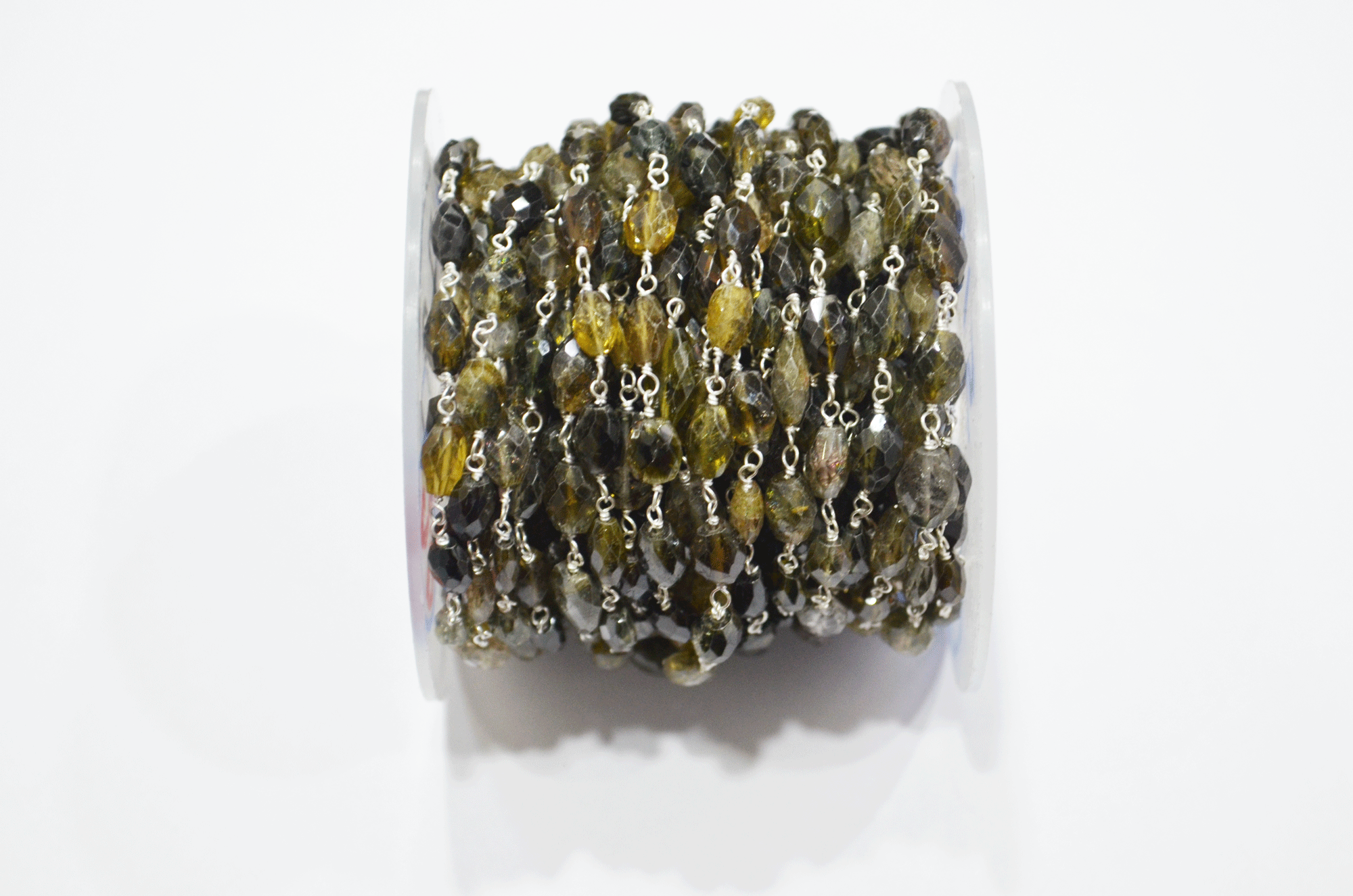 Tourmaline Faceted Oval Shape Rosary Beaded Chain  , 6 - 10 mm , RB-5106