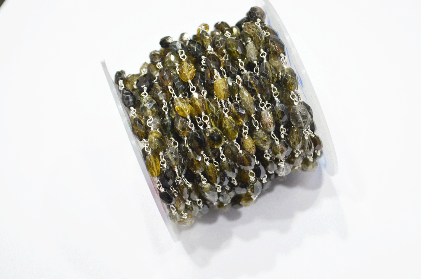 Tourmaline Faceted Oval Shape Rosary Beaded Chain  , 6 - 10 mm , RB-5106