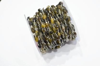 Tourmaline Faceted Oval Shape Rosary Beaded Chain  , 6 - 10 mm , RB-5106