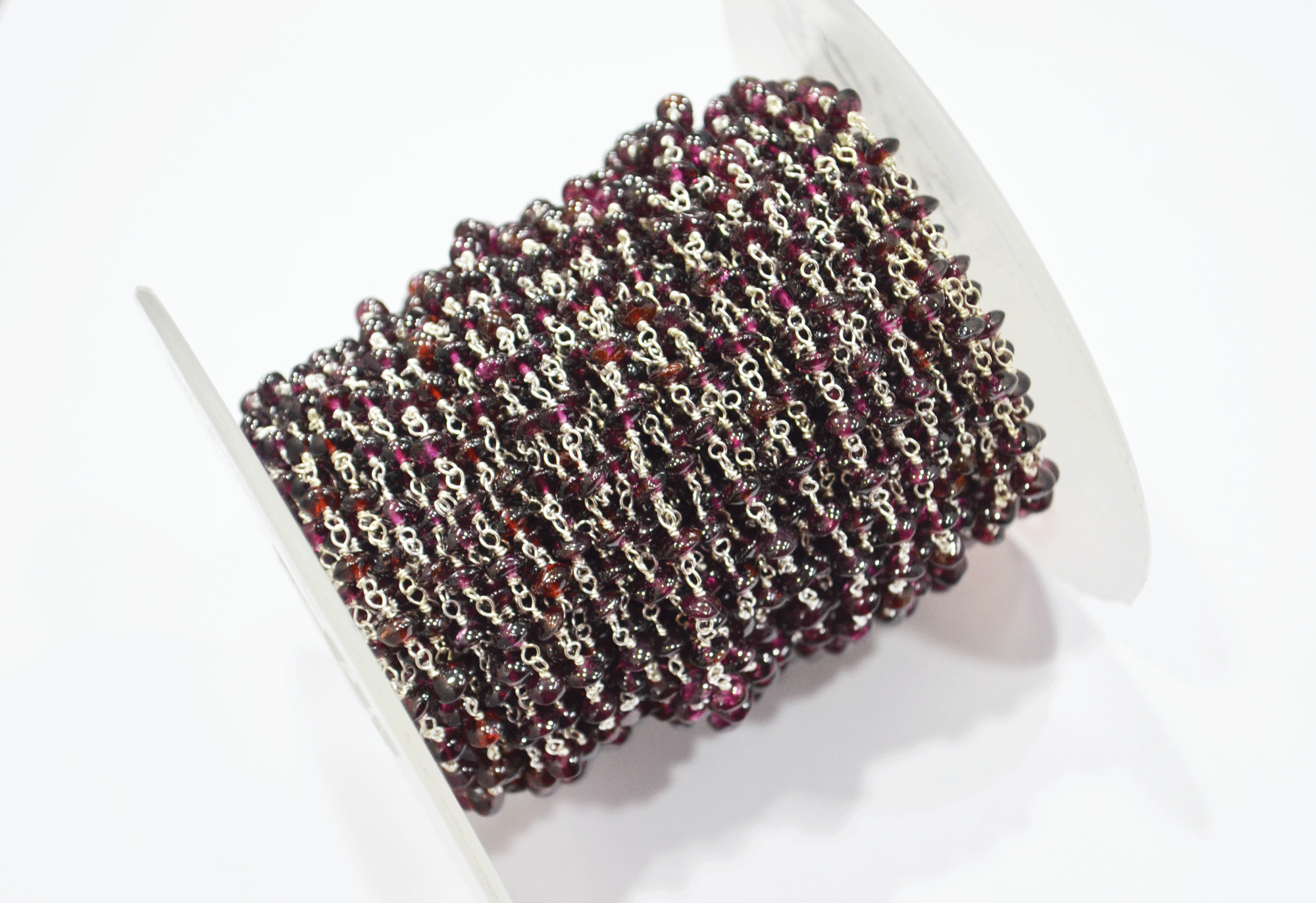 Garnet Smooth Button Shape Rosary Beaded Chain  ,  4 - 4.50 mm , RB-5108