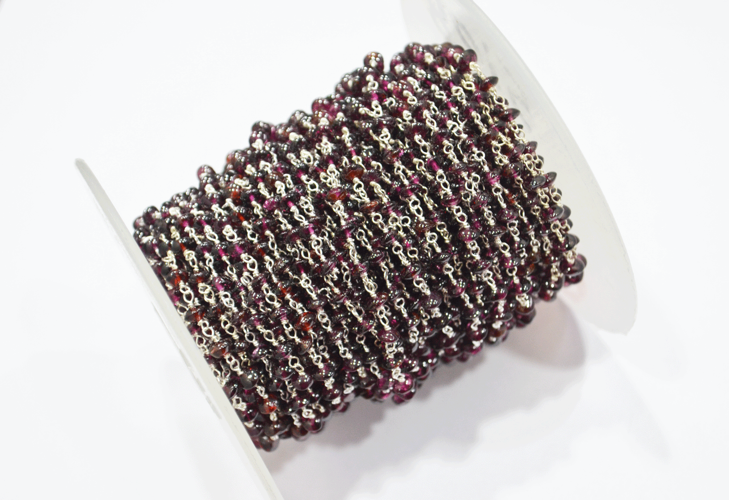 Garnet Smooth Button Shape Rosary Beaded Chain  ,  4 - 4.50 mm , RB-5108