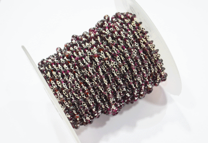 Garnet Smooth Button Shape Rosary Beaded Chain  ,  4 - 4.50 mm , RB-5108