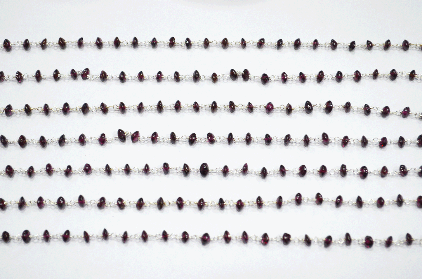 Garnet Smooth Button Shape Rosary Beaded Chain  ,  4 - 4.50 mm , RB-5108