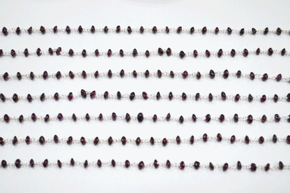 Garnet Smooth Button Shape Rosary Beaded Chain  ,  4 - 4.50 mm , RB-5108