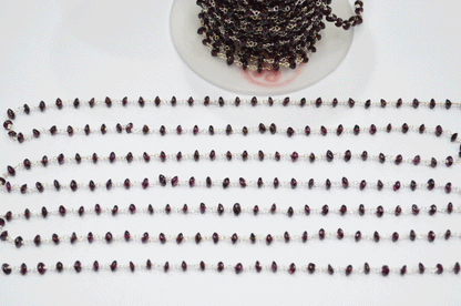 Garnet Smooth Button Shape Rosary Beaded Chain  ,  4 - 4.50 mm , RB-5108